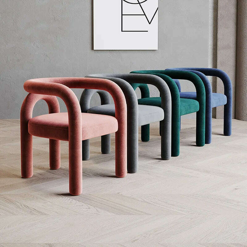 JOYLIVE Armchair Back Vanity Chair Nordic Designer Single Dining Chair Casual Bedroom Household Stool Lazy Couch Dropshipping - KIMLUD