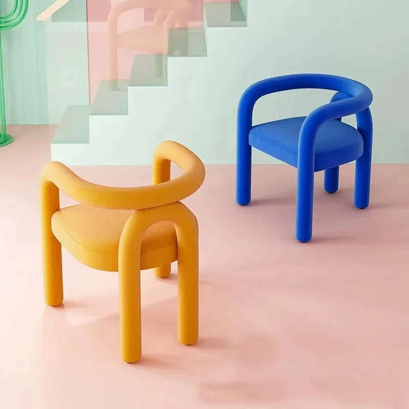 JOYLIVE Armchair Back Vanity Chair Nordic Designer Single Dining Chair Casual Bedroom Household Stool Lazy Couch Dropshipping - KIMLUD