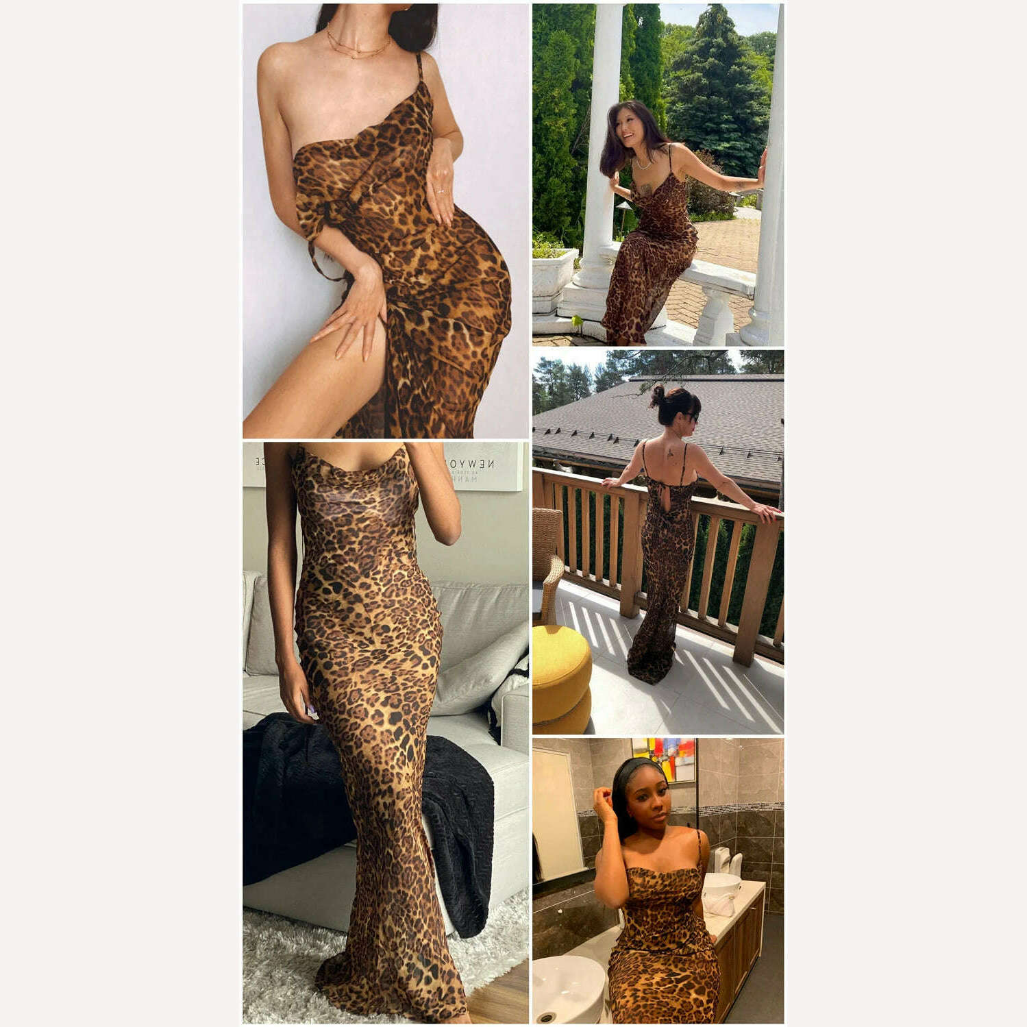 Julissa Mo Leopard Print V-Neck Sexy Bodycon Long Dress Women Lace Up Backless Summer Dresses Female Straps Party Beach Vestidos - KIMLUD