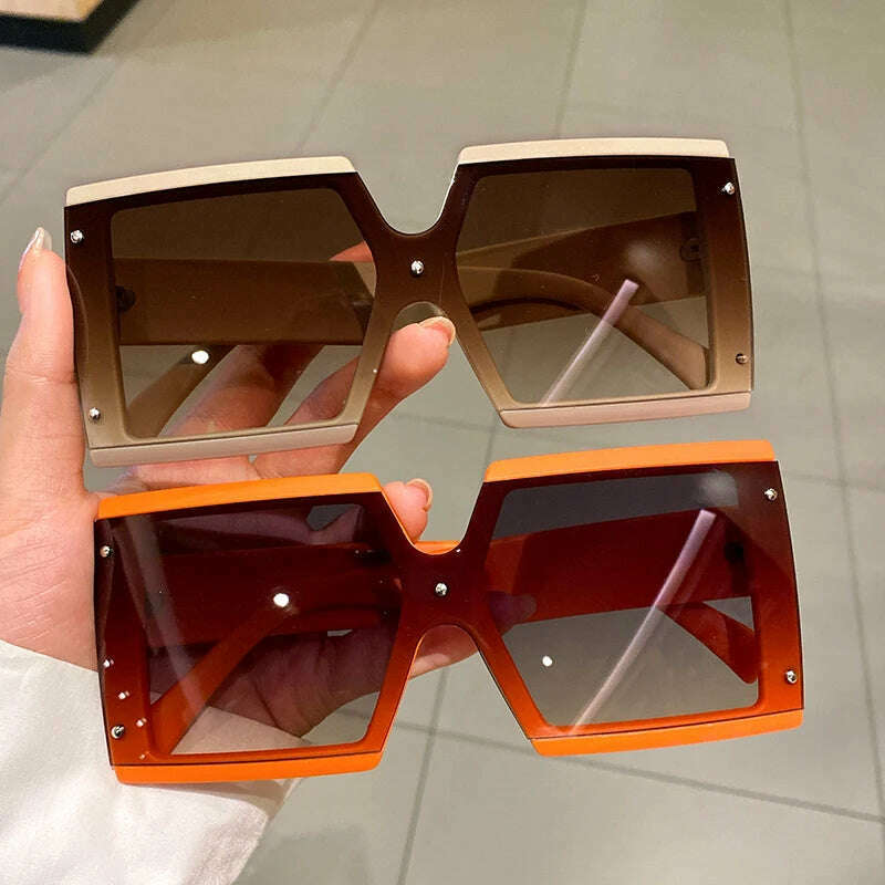 KIMLUD, KAMMPT Square Oversized One-pieces Sunglasses Men Women Trendy Gradient Goggle Eyewear Fashion Luxury Brand Design Sun Glasses, KIMLUD Womens Clothes