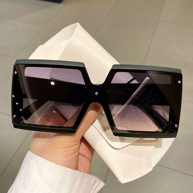 KIMLUD, KAMMPT Square Oversized One-pieces Sunglasses Men Women Trendy Gradient Goggle Eyewear Fashion Luxury Brand Design Sun Glasses, black-grey / as picture, KIMLUD APPAREL - Womens Clothes