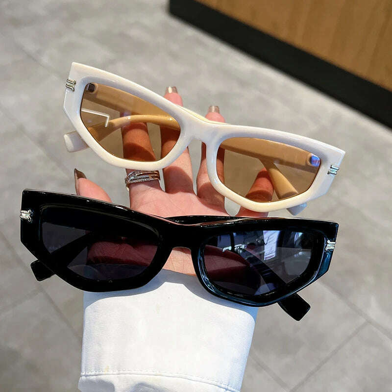 KAMMPT Vintage Cat Eye Sunglasses Men Women New in Fashion Irregular Gradient Eyewear Shades Luxury Brand Designer Sun Glasses - KIMLUD