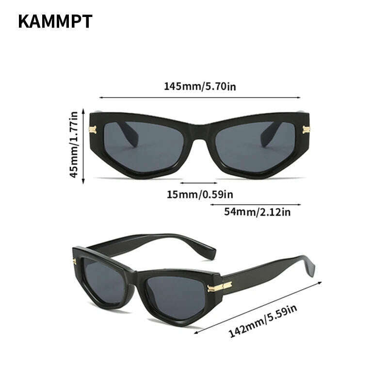 KIMLUD, KAMMPT Vintage Cat Eye Sunglasses Men Women New in Fashion Irregular Gradient Eyewear Shades Luxury Brand Designer Sun Glasses, KIMLUD Womens Clothes