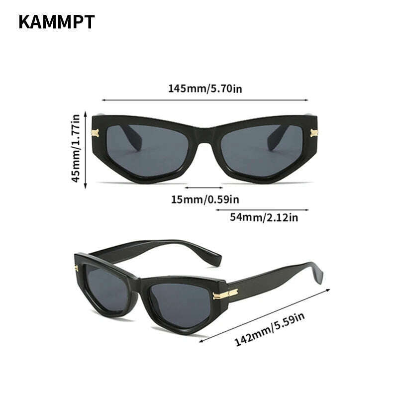 KAMMPT Vintage Cat Eye Sunglasses Men Women New in Fashion Irregular Gradient Eyewear Shades Luxury Brand Designer Sun Glasses - KIMLUD