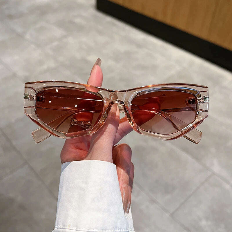 KAMMPT Vintage Cat Eye Sunglasses Men Women New in Fashion Irregular Gradient Eyewear Shades Luxury Brand Designer Sun Glasses - KIMLUD