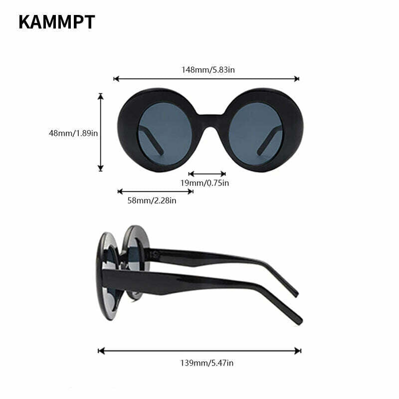 KIMLUD, KAMMPT Vintage Round Sunglasses Women 2023 New Fashion Candy Color Outdoor Beach Shades Trendy Ins Brand Designer UV400 Eyewear, KIMLUD Womens Clothes