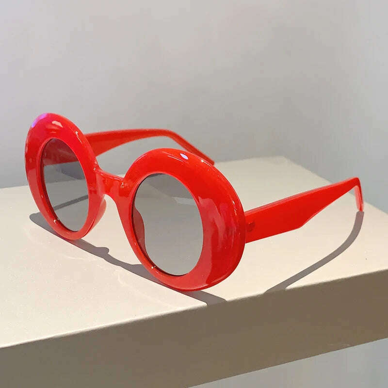 KIMLUD, KAMMPT Vintage Round Sunglasses Women 2023 New Fashion Candy Color Outdoor Beach Shades Trendy Ins Brand Designer UV400 Eyewear, red-black / without case, KIMLUD APPAREL - Womens Clothes