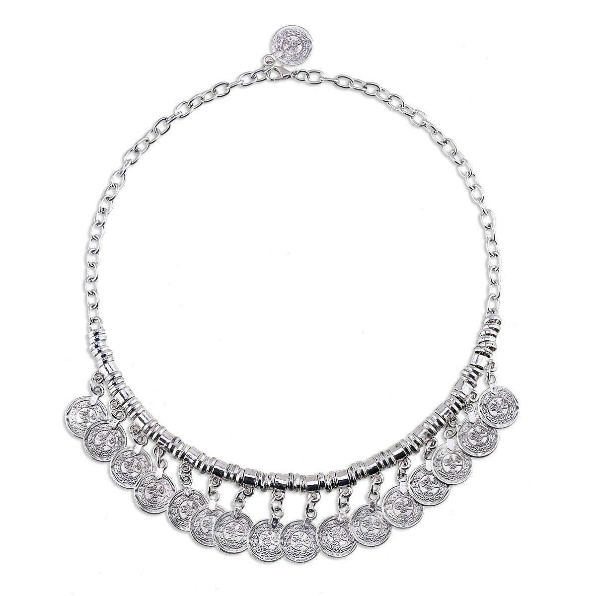 KIMLUD, KAYMEN Bohemia Gipsy Coins Pendant Necklace Vintage Statement Chokers Necklace for Girls Women Antique Silver Color Necklaces, 1470 Antique Silver, KIMLUD APPAREL - Womens Clothes