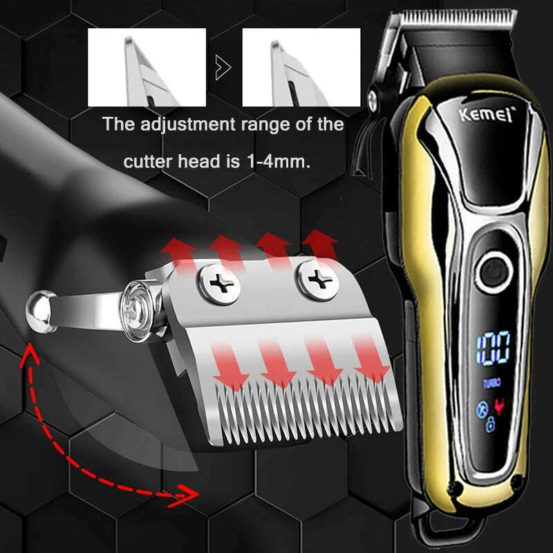 KIMLUD, Kemei Hair Clipper Electric Hair Trimmer Professional Men's hair clipper cordless beard trimmer LED display Wireless Hair Cutter, KIMLUD Womens Clothes