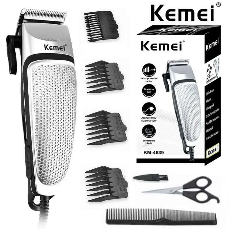 Kemei KM-4639 Electric Clipper Hair Clippers Professional Trimmer Household Low Noise Beard Machine Personal Care Haircut Tool - KIMLUD