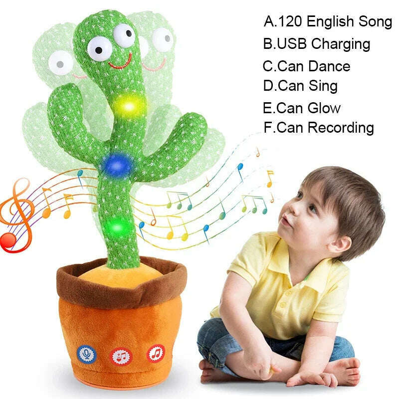 KIMLUD, Kids Dancing Talking Cactus Toys Interactive Talking Sunny Cactus Electronic Plush Toy Home Decoration for Children Xmas Gifts, About 33CM, KIMLUD APPAREL - Womens Clothes