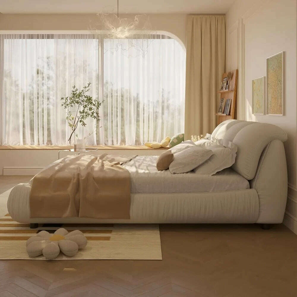 KIMLUD, King Beds Frame with Headboard, Upholstered Platform Bed Frames King Size, Wooden Daybed Low Bed Frame Cloud-Like Bed Frames, KIMLUD Womens Clothes