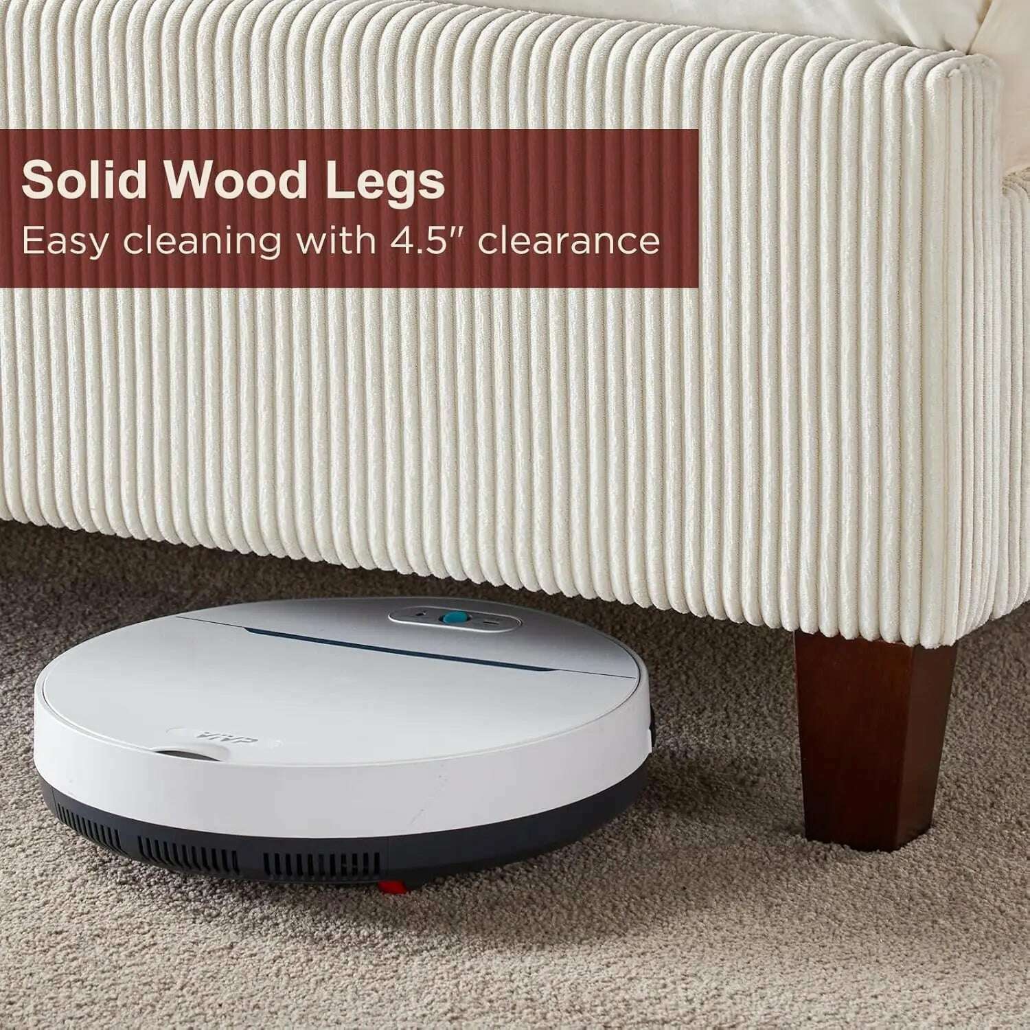 KIMLUD, King Size 61" Corduroy Upholstered Bed Frame, Platform Bed with Vertical Stripe Wingback Headboard, No Box Spring Needed/Noise, KIMLUD Womens Clothes