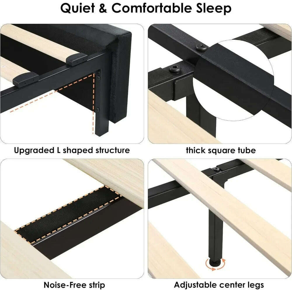 KIMLUD, King Size Bed Frame 55" Tall Headboard with Gorgeous Button Tufted and Nail, Velvet Fabric Upholstered Bed Frame, KIMLUD Womens Clothes