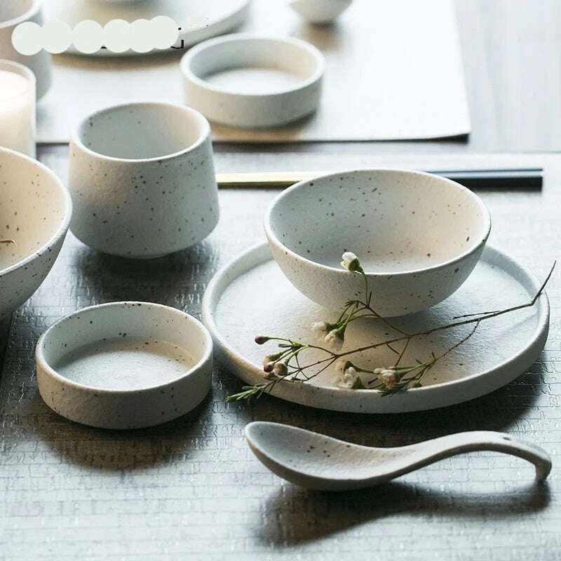 KINGLANG 1/2/4/6 Person Dinner Set Ceramic Dinnerware Matt Dinner Plate Rice Soup Bowl Sauce Dish Restaurant Tableware Wholesale - KIMLUD