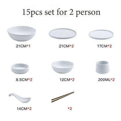 KINGLANG 1/2/4/6 Person Dinner Set Ceramic Dinnerware Matt Dinner Plate Rice Soup Bowl Sauce Dish Restaurant Tableware Wholesale - KIMLUD