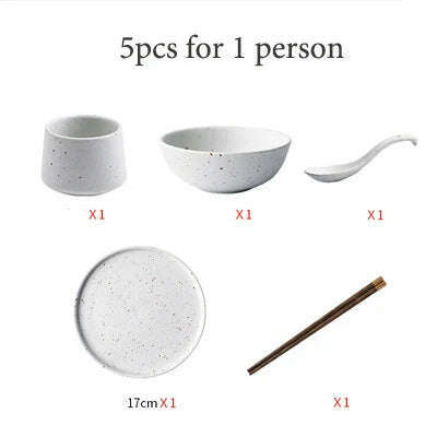 KINGLANG 1/2/4/6 Person Dinner Set Ceramic Dinnerware Matt Dinner Plate Rice Soup Bowl Sauce Dish Restaurant Tableware Wholesale - KIMLUD