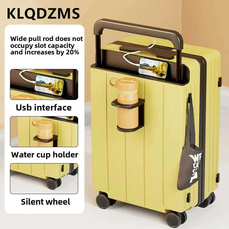KIMLUD, KLQDZMS Cabin Luggage USB Charging Trolley Case ABS+PC Boarding Case 20"22"24"26"28 Inch Combination Case with Wheels Suitcase, KIMLUD Womens Clothes