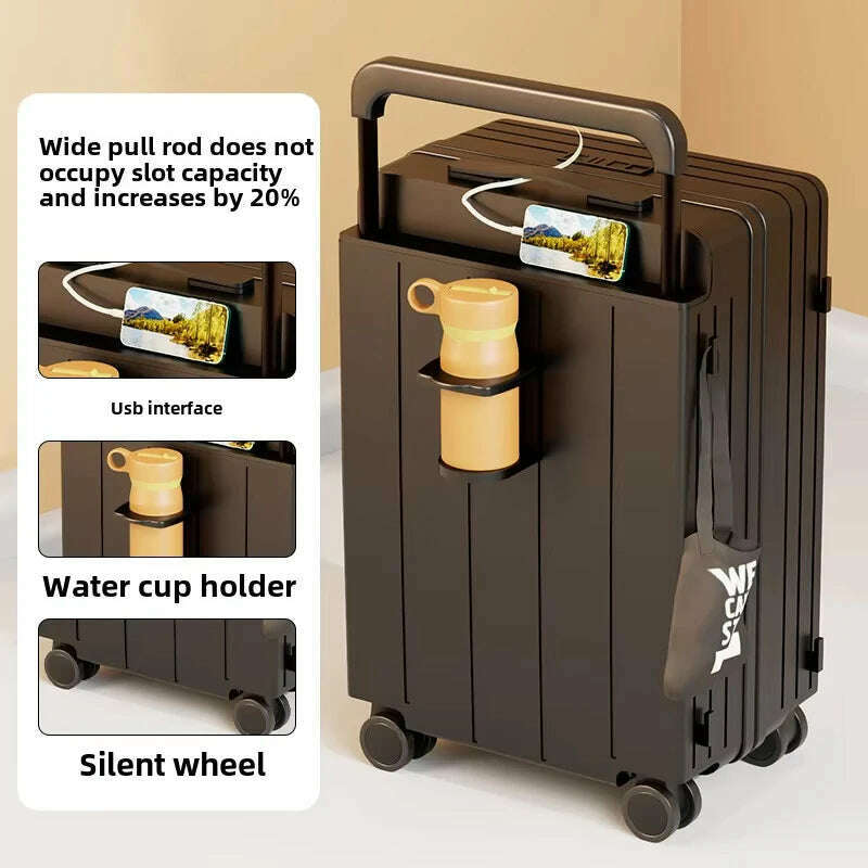 KIMLUD, KLQDZMS Cabin Luggage USB Charging Trolley Case ABS+PC Boarding Case 20"22"24"26"28 Inch Combination Case with Wheels Suitcase, orange / 28Inches 700mm, KIMLUD APPAREL - Womens Clothes