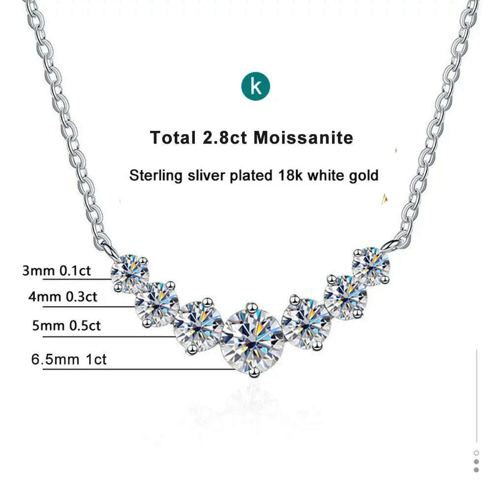 K.NOBSPIN Moissanite Necklace for Woman Wedding Fine Jewely with Certificates 925 Sterling Sliver Plated 18k White Gold Necklace - KIMLUD