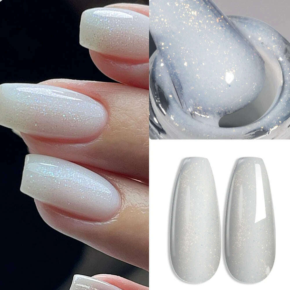 KODIES GEL Kitty White Rubber Base Gel Nail Polish Pearl Shine 15ML Semi Permanent UV Self Leveling Structure Construction Gels - KIMLUD
