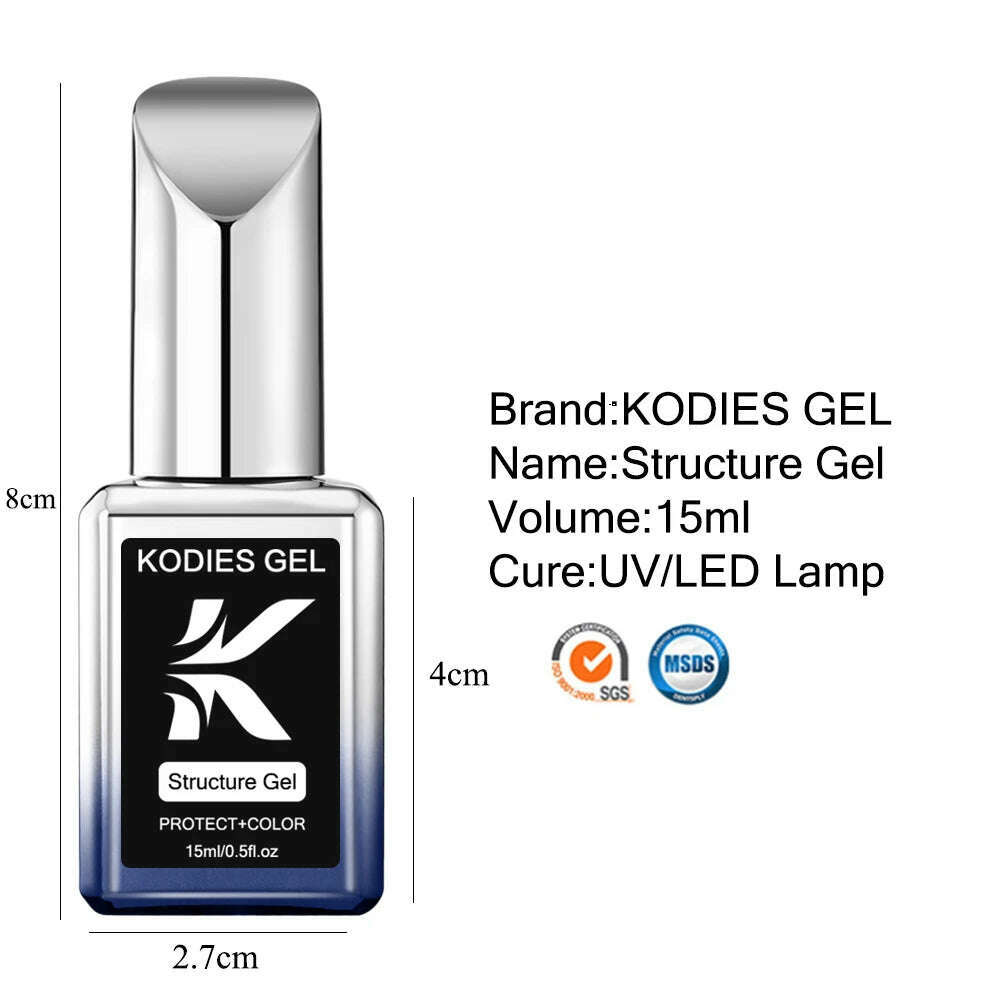 KODIES GEL Kitty White Rubber Base Gel Nail Polish Pearl Shine 15ML Semi Permanent UV Self Leveling Structure Construction Gels - KIMLUD