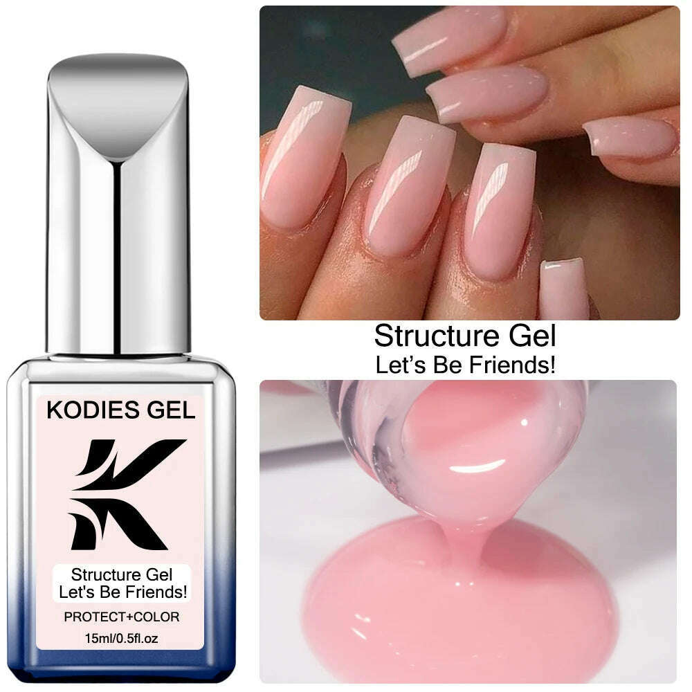 KODIES GEL Kitty White Rubber Base Gel Nail Polish Pearl Shine 15ML Semi Permanent UV Self Leveling Structure Construction Gels - KIMLUD