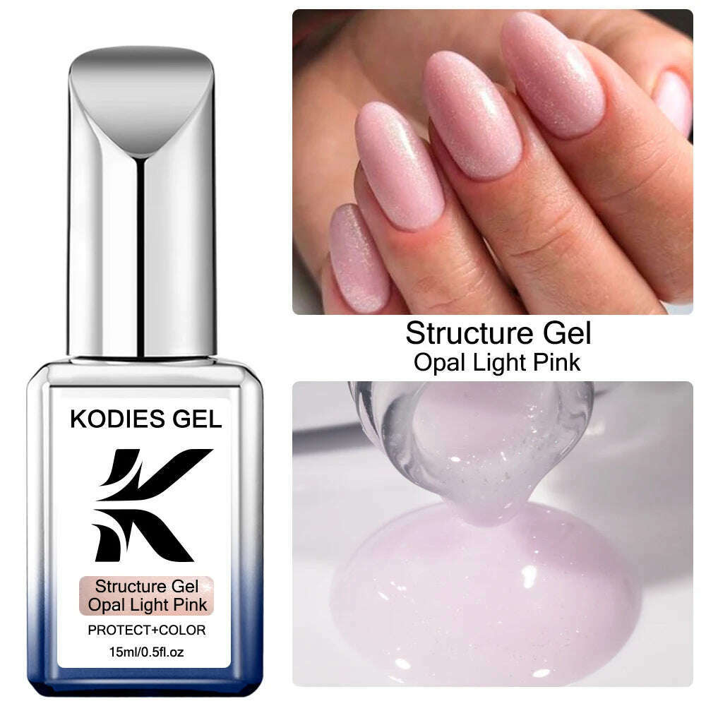 KODIES GEL Kitty White Rubber Base Gel Nail Polish Pearl Shine 15ML Semi Permanent UV Self Leveling Structure Construction Gels - KIMLUD