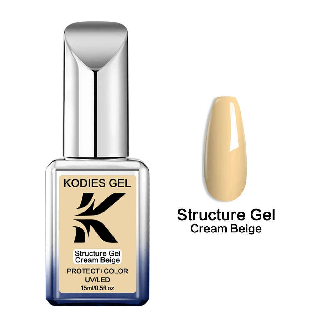KODIES GEL Kitty White Rubber Base Gel Nail Polish Pearl Shine 15ML Semi Permanent UV Self Leveling Structure Construction Gels - KIMLUD