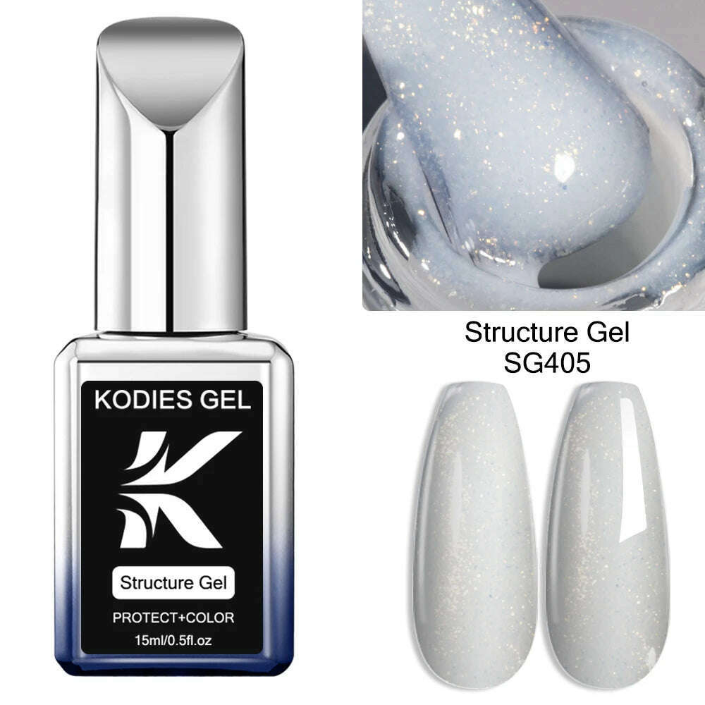 KODIES GEL Kitty White Rubber Base Gel Nail Polish Pearl Shine 15ML Semi Permanent UV Self Leveling Structure Construction Gels - KIMLUD
