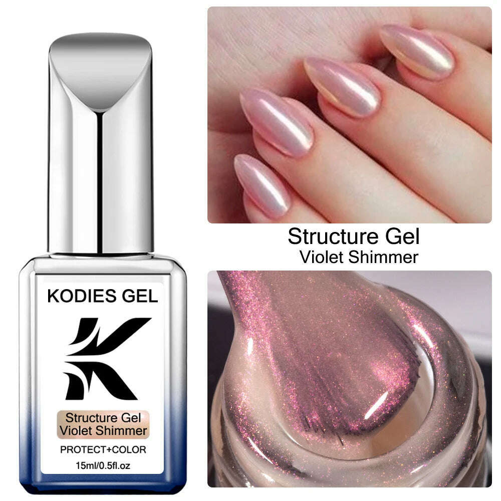 KODIES GEL Kitty White Rubber Base Gel Nail Polish Pearl Shine 15ML Semi Permanent UV Self Leveling Structure Construction Gels - KIMLUD