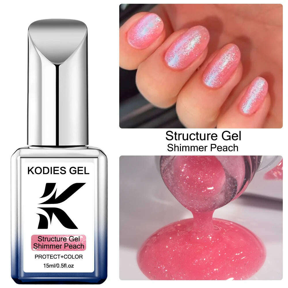 KODIES GEL Kitty White Rubber Base Gel Nail Polish Pearl Shine 15ML Semi Permanent UV Self Leveling Structure Construction Gels - KIMLUD