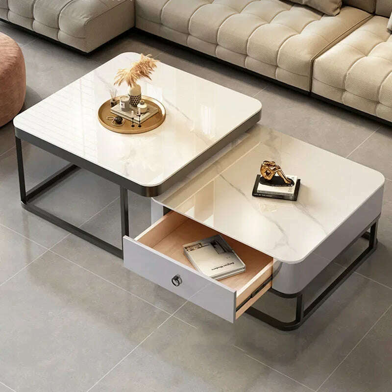 KIMLUD, Korea Cheap Clear Coffee Table Living Room Luxury White Glass Nordic Side Table Modern Minimalist Low Mesa Furniture For Home, KIMLUD Womens Clothes