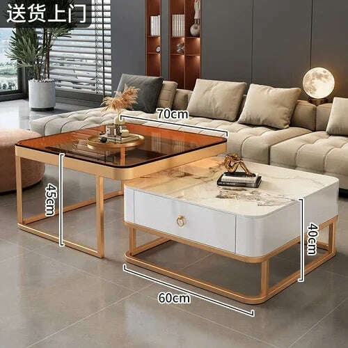 KIMLUD, Korea Cheap Clear Coffee Table Living Room Luxury White Glass Nordic Side Table Modern Minimalist Low Mesa Furniture For Home, style14, KIMLUD APPAREL - Womens Clothes