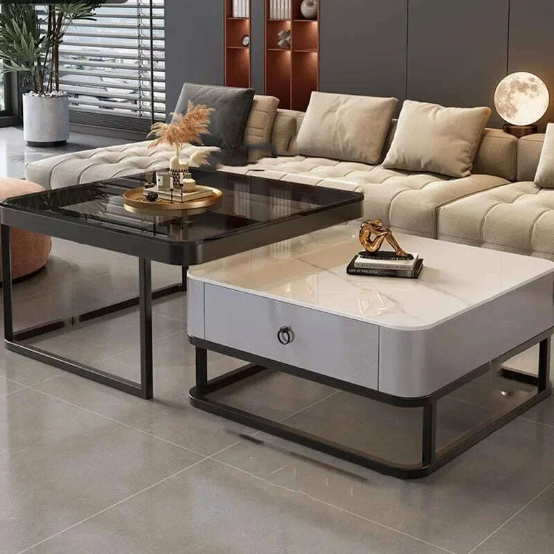 KIMLUD, Korea Cheap Clear Coffee Table Living Room Luxury White Glass Nordic Side Table Modern Minimalist Low Mesa Furniture For Home, KIMLUD Womens Clothes
