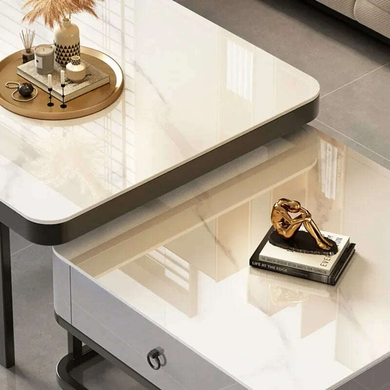 KIMLUD, Korea Cheap Clear Coffee Table Living Room Luxury White Glass Nordic Side Table Modern Minimalist Low Mesa Furniture For Home, KIMLUD Womens Clothes