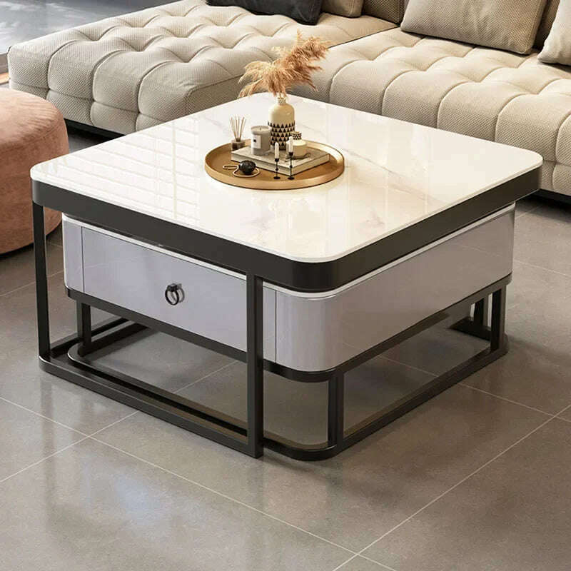 KIMLUD, Korea Cheap Clear Coffee Table Living Room Luxury White Glass Nordic Side Table Modern Minimalist Low Mesa Furniture For Home, KIMLUD Womens Clothes