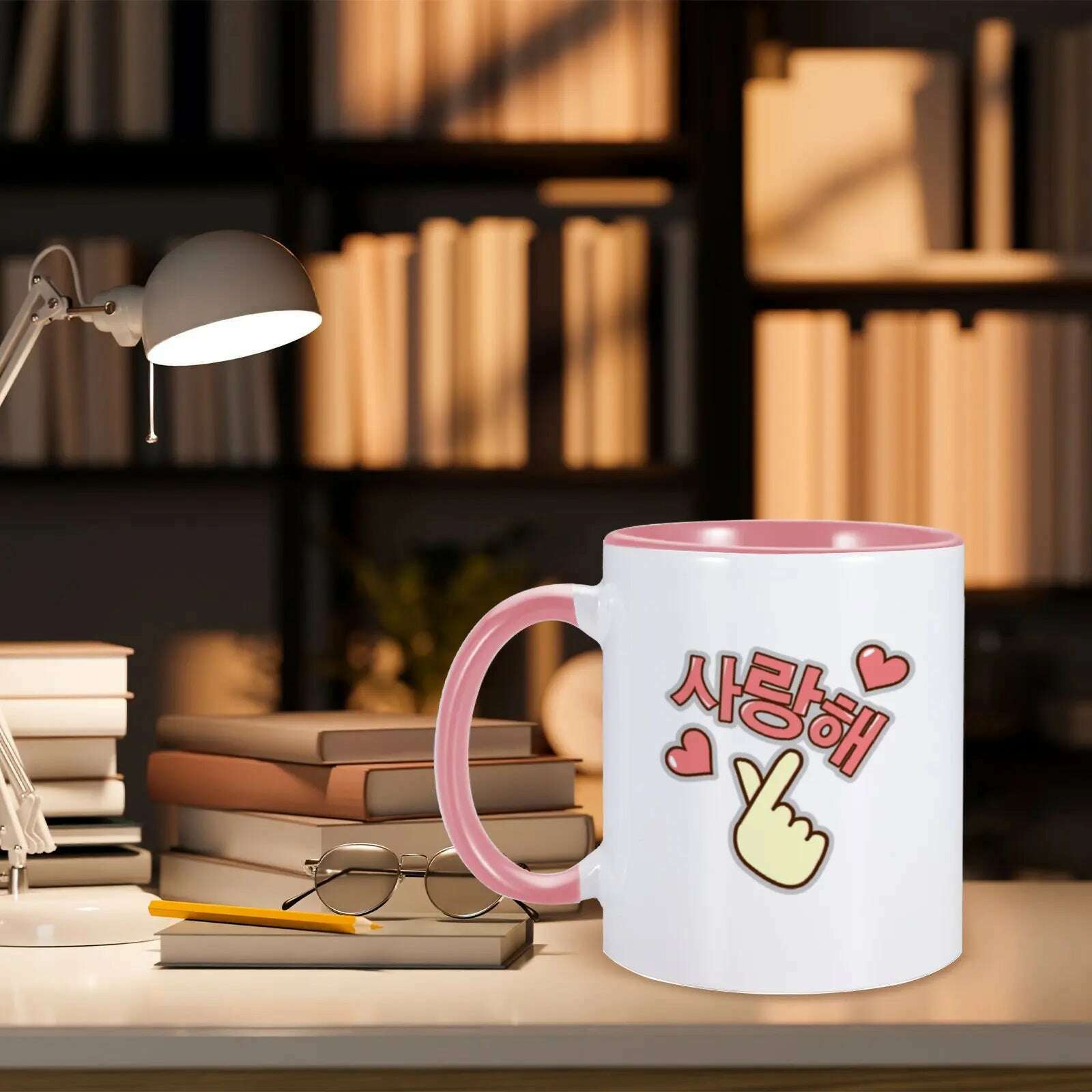 Korean I Love You Mug Funny Coffee Mugs for K-Drama Addict Him Her 11oz Ceramics Cup Valentines Day Gifts Ideas Home Milk Cups - KIMLUD