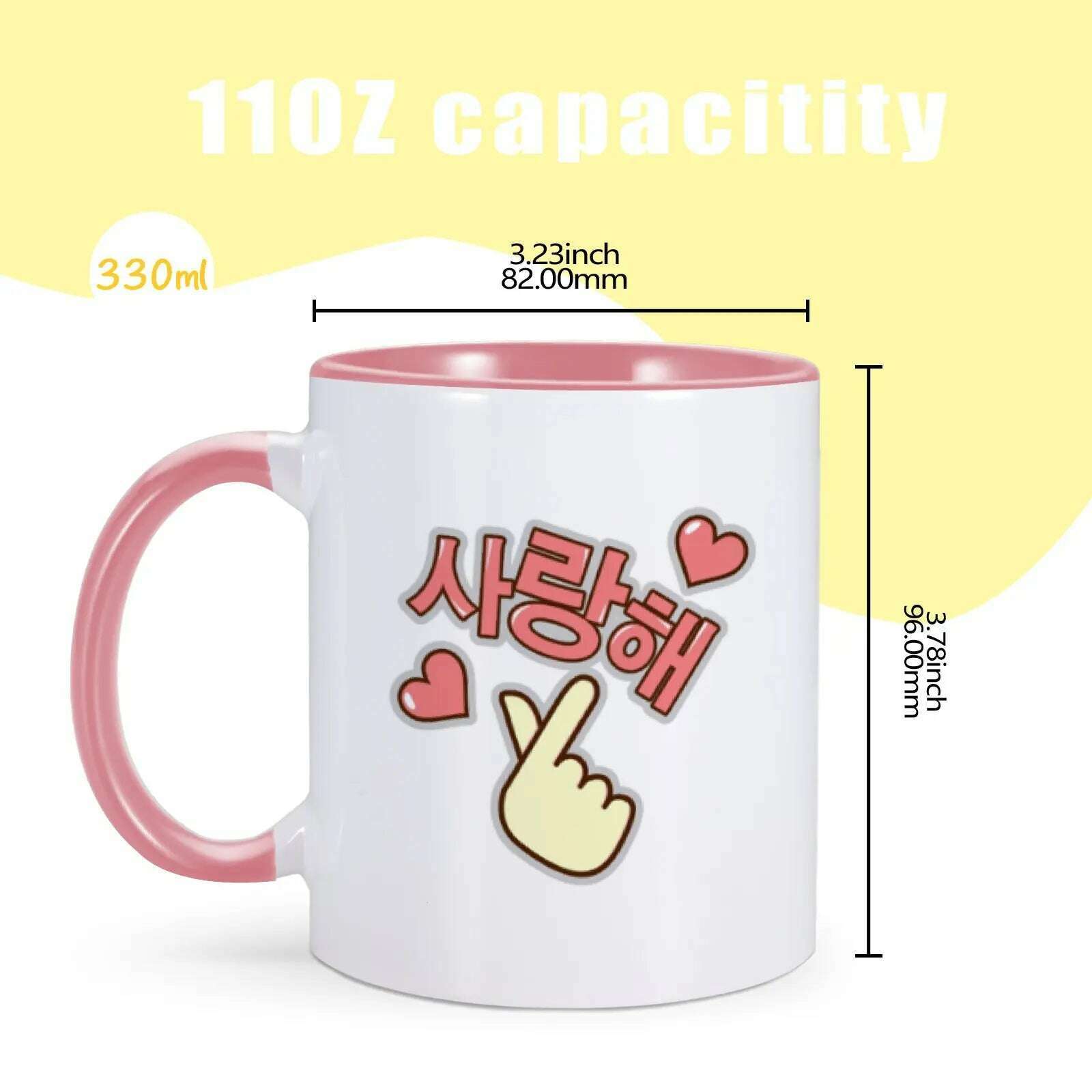 Korean I Love You Mug Funny Coffee Mugs for K-Drama Addict Him Her 11oz Ceramics Cup Valentines Day Gifts Ideas Home Milk Cups - KIMLUD