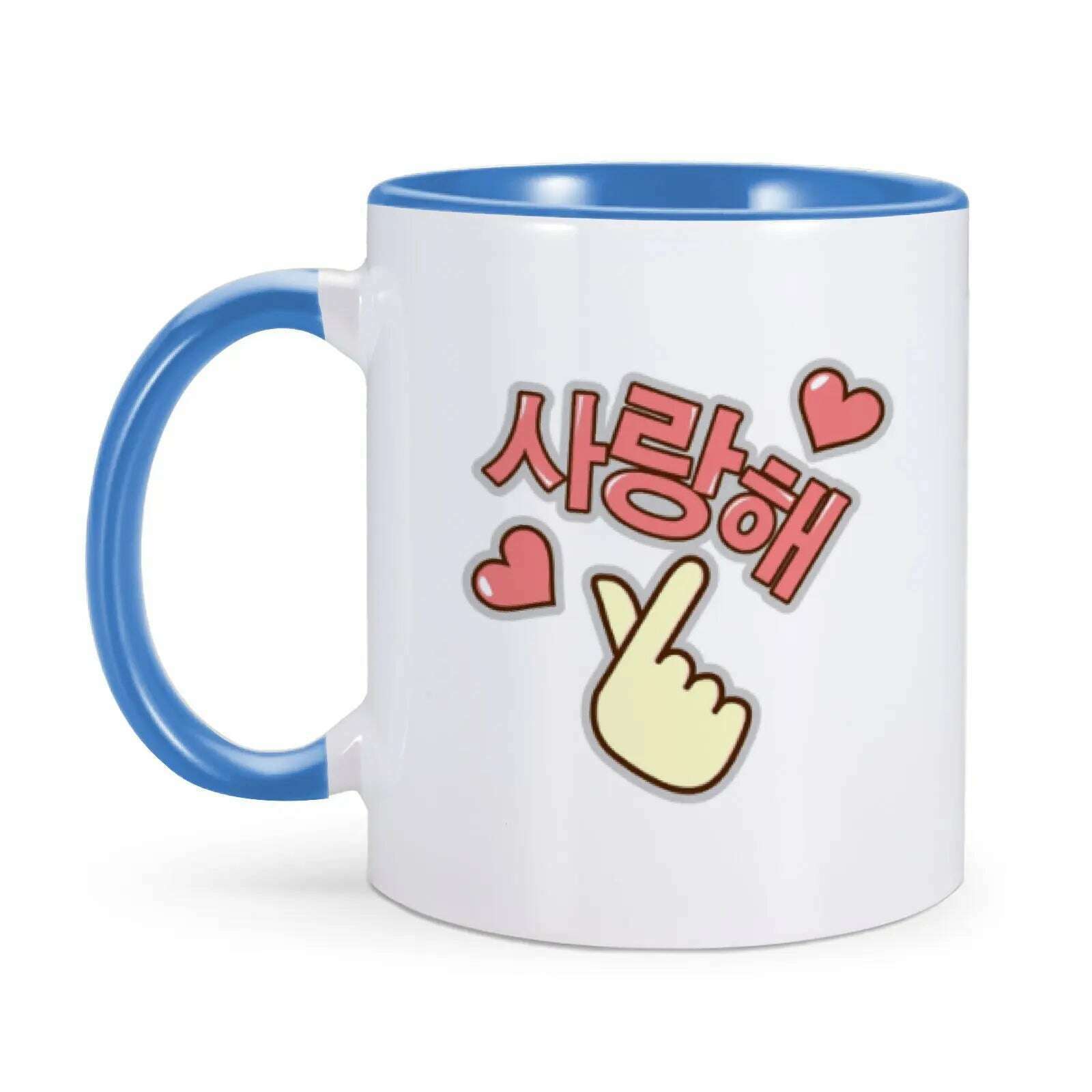 Korean I Love You Mug Funny Coffee Mugs for K-Drama Addict Him Her 11oz Ceramics Cup Valentines Day Gifts Ideas Home Milk Cups - KIMLUD