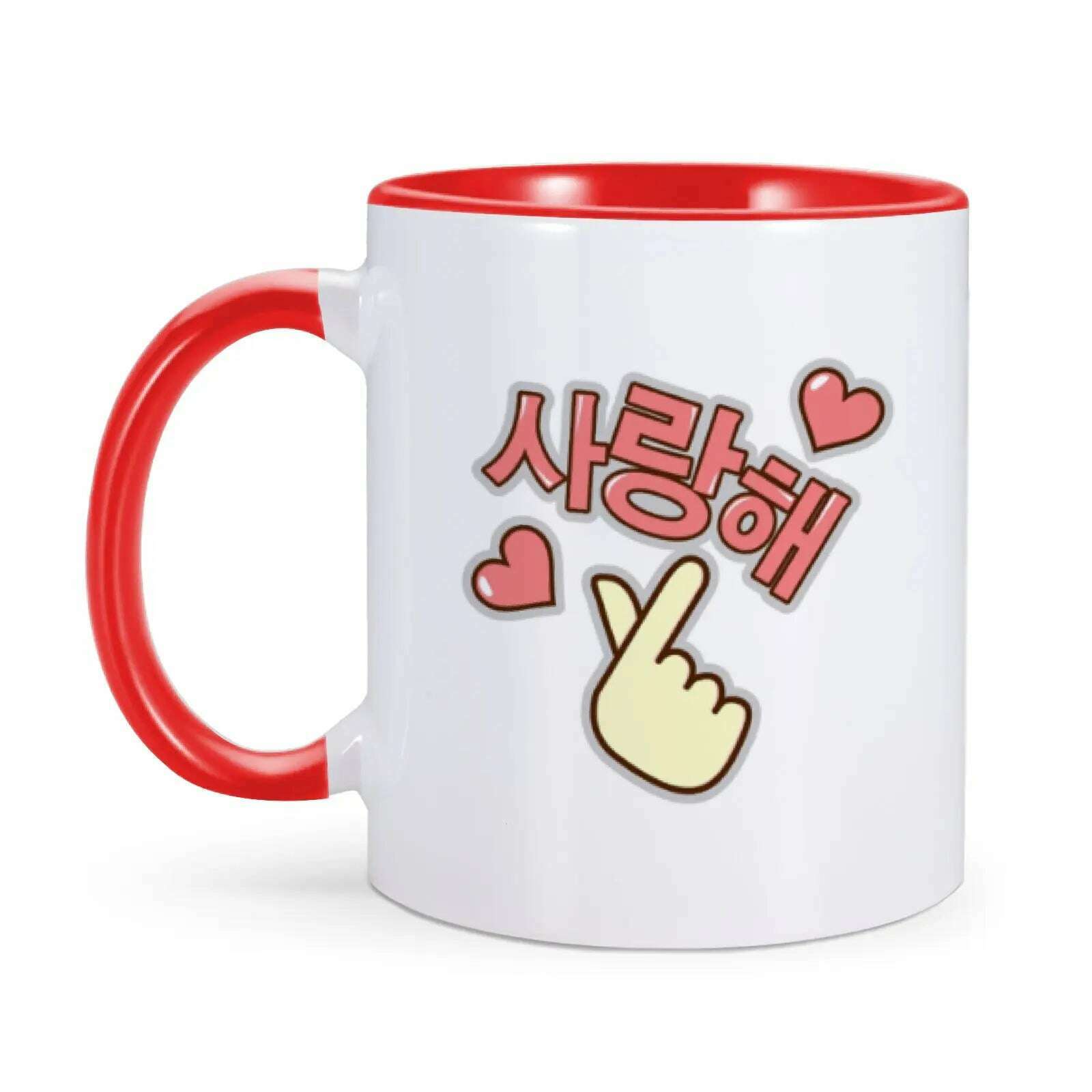 Korean I Love You Mug Funny Coffee Mugs for K-Drama Addict Him Her 11oz Ceramics Cup Valentines Day Gifts Ideas Home Milk Cups - KIMLUD
