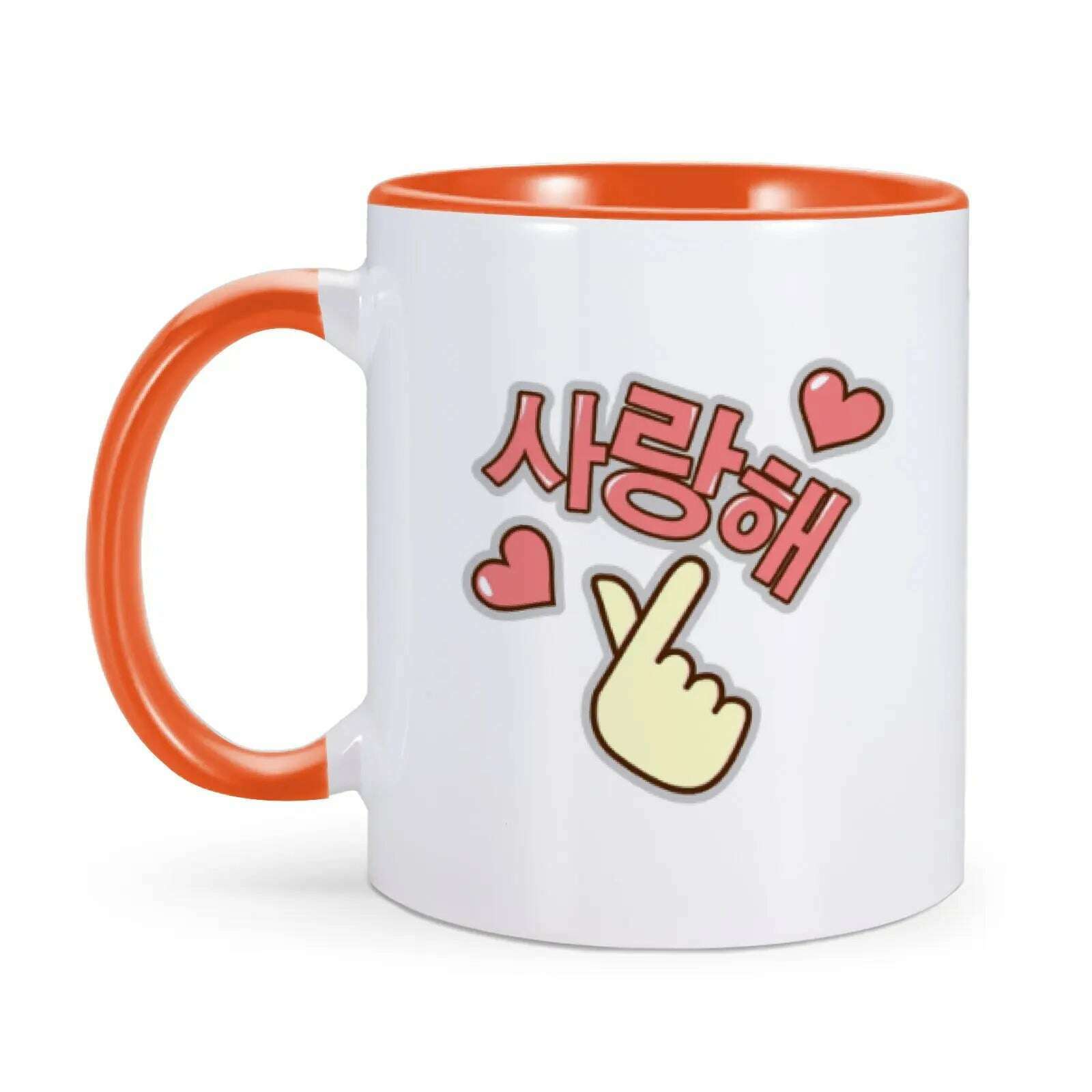 Korean I Love You Mug Funny Coffee Mugs for K-Drama Addict Him Her 11oz Ceramics Cup Valentines Day Gifts Ideas Home Milk Cups - KIMLUD