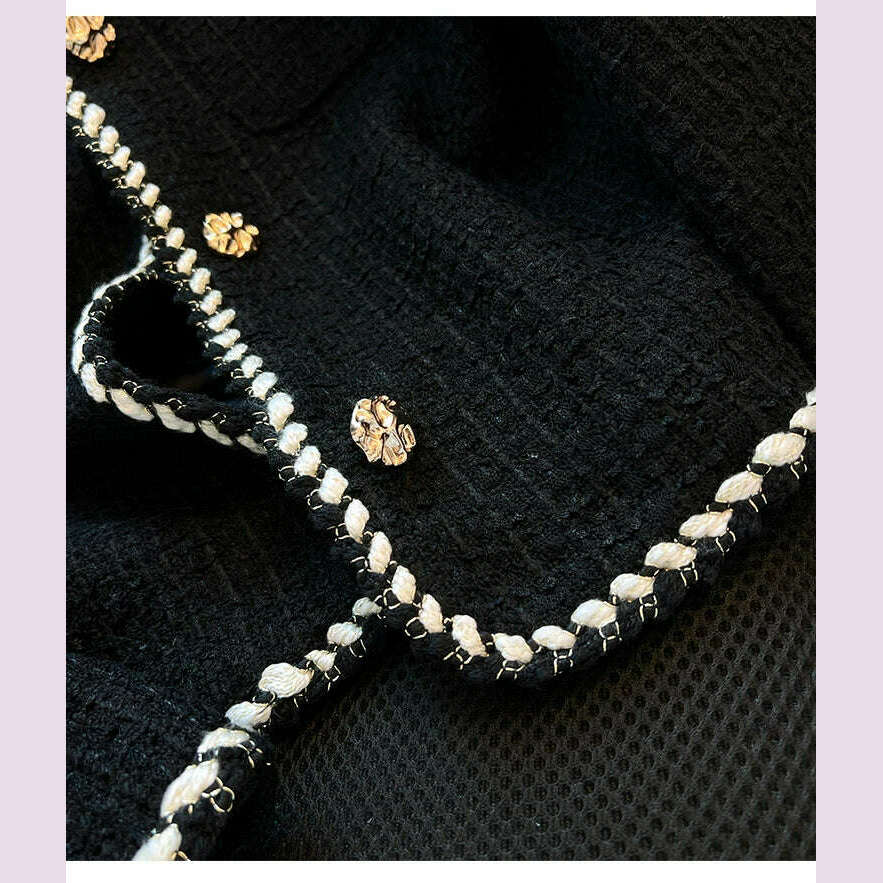 KIMLUD, Korean Small Fragrance Fashion Autumn Winter Women Short Tweed Coat Women O Neck Single Breasted Tweed Jacket Outwear, KIMLUD Womens Clothes