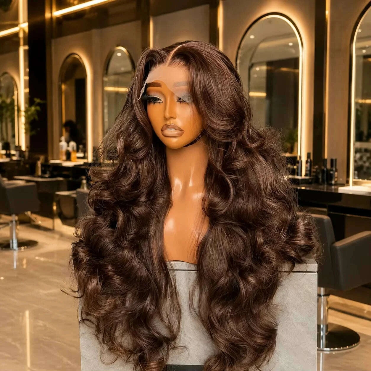Lace Front Wig Body Wave Human Hair Chocolate Brown | KIMLUD