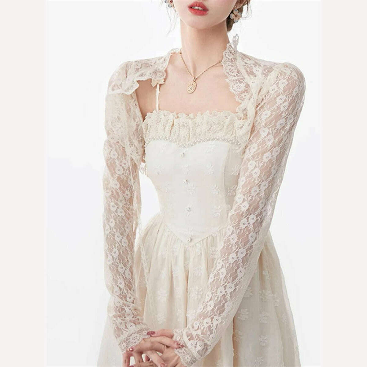 KIMLUD, Lace Sunscreen Shirts for Women Summer 2023 New Fashion Outwear Shawl Cardigan Thin Coat Elegant Short Cover Female Korean Tops, KIMLUD Womens Clothes