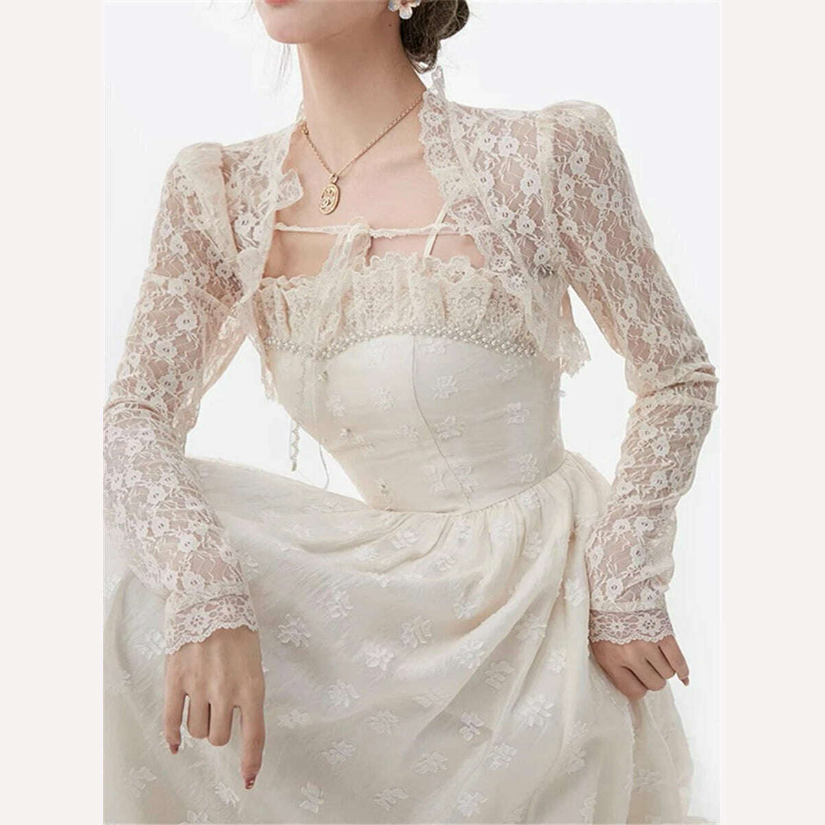 KIMLUD, Lace Sunscreen Shirts for Women Summer 2023 New Fashion Outwear Shawl Cardigan Thin Coat Elegant Short Cover Female Korean Tops, KIMLUD Womens Clothes