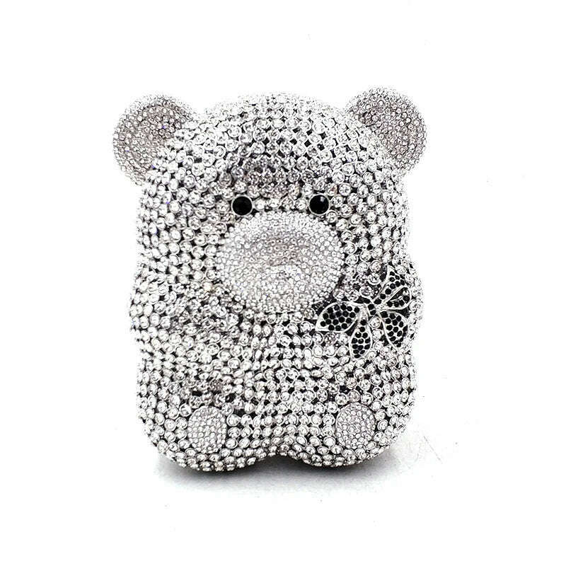 KIMLUD, Ladies handbag Bridal wedding party purse women evening party bag diamond luxury crystal cute animal Raccoon bear Grizzly purses, KIMLUD Womens Clothes