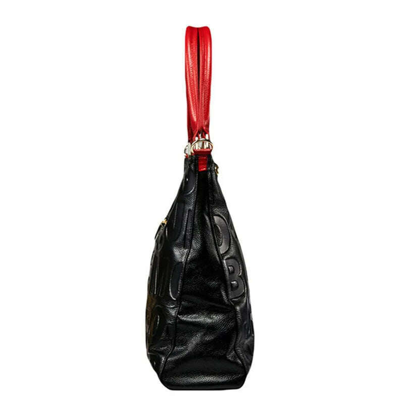 KIMLUD, Lady Cowhide Tote Bag And Purses Luxury Designer Handbags For Women 2024 New In Genuine Leather Embossed Letters Decorate Sling, KIMLUD Womens Clothes