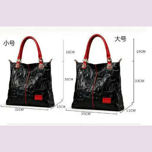 KIMLUD, Lady Cowhide Tote Bag And Purses Luxury Designer Handbags For Women 2024 New In Genuine Leather Embossed Letters Decorate Sling, KIMLUD Womens Clothes