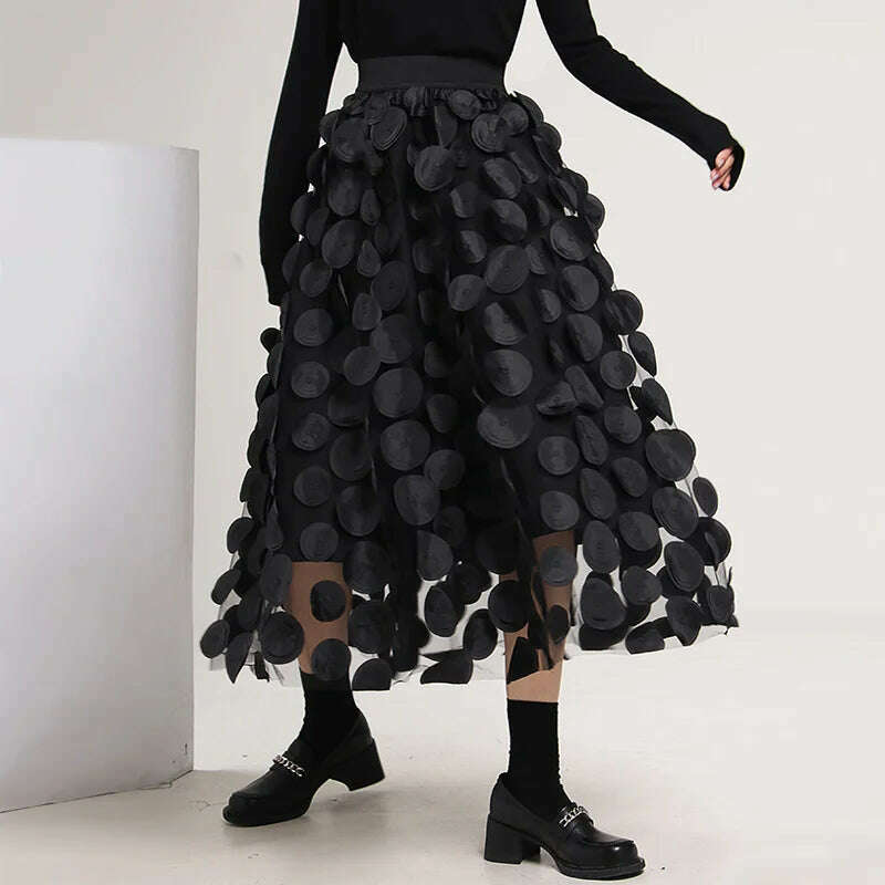 LANMREM 2023 New Women Spring Solid Color Gauze Elastic Waist Ladies Casual Loose Fashion Mid-calf A-line Skirt 2J394 - KIMLUD